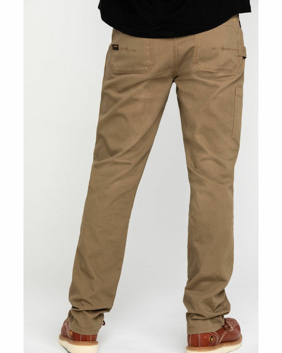 Men * | Official Ariat Men'S Khaki Rebar M4 Made Tough Durastretch Double Front Straight Work Pants Big