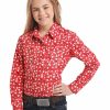 Gifts * | Bestsellers White Label By Panhandle Girls' Red Hearts & Teepee Long Sleeve Western Shirt