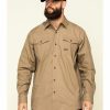 Men * | Top Selling Ariat Men'S Khaki Rebar Made Tough Durastretch Long Sleeve Work Shirt