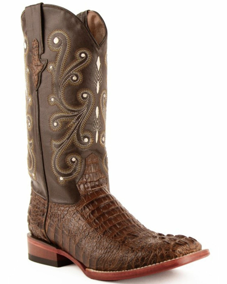 Men * | Special Offers Ferrini Men'S Caiman Croc Print Cowboy Boots Wide Square Toe