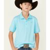 Kids * | Bestsellers Ariat Boys' Solid Turquoise Tek Short Sleeve Polo Shirt