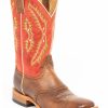 Men * | Unique Cody James Men'S Red Leather Western Boots Wide Square Toe