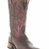 Men * | New Threads Corral Men'S Chocolate Embroidery Western Boots Square Toe