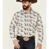 Men * | New Rock & Roll Denim Men'S Desert Conversational Print Agua Long Sleeve Snap Western Shirt