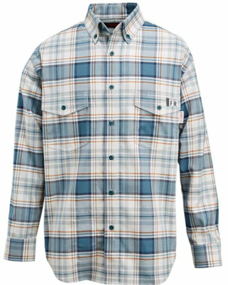 Men * | Unique Wolverine Men'S Fr Plaid Long Sleeve Twill Work Shirt