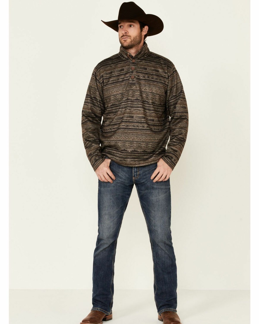 Men * | Best Sellers Ariat Men'S Tan Serape Wesley 1/4 Zip Fleece Pullover