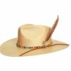 Men * | Hot Selling Justin Men'S Burnet Tan Southwestern Beaded Band Straw Western Hat