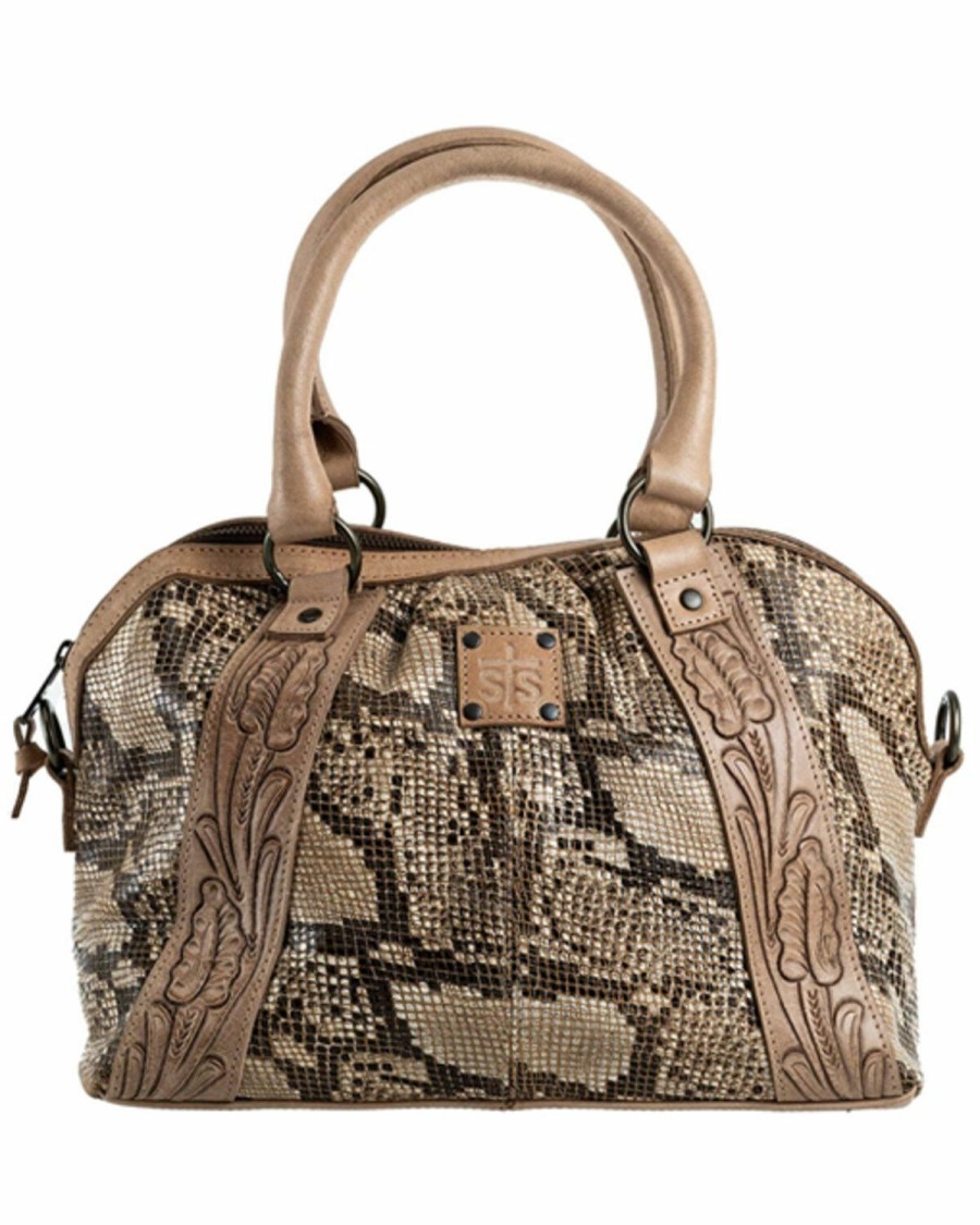 Women * | Special Offers Sts Ranchwear By Carroll Brown Stella Sansa Tooled Snakeskin Satchel