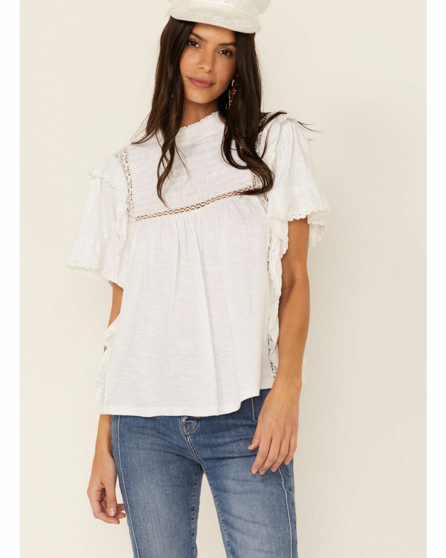 Women * | Cheap Free People Women'S White Le Femme Tee