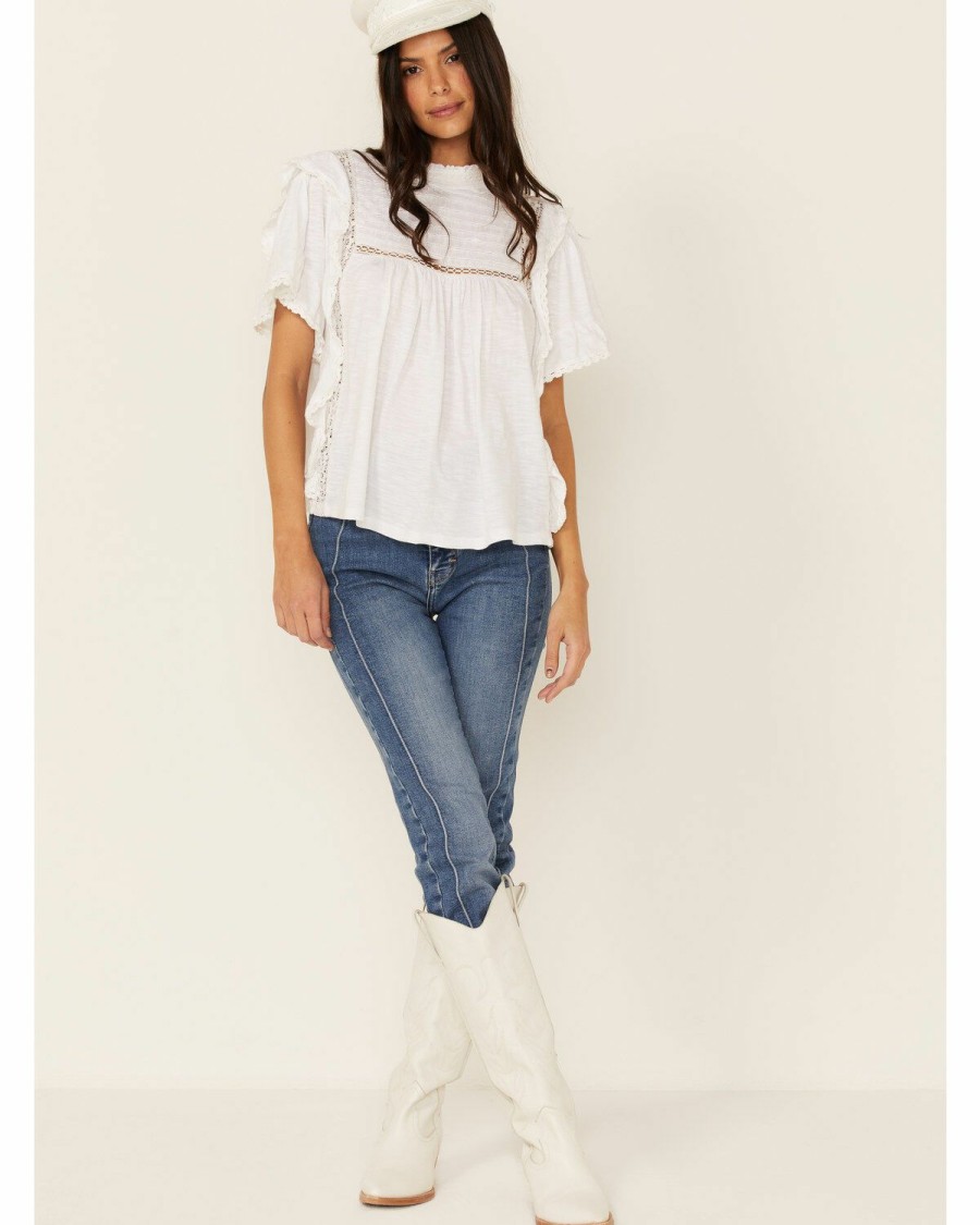 Women * | Cheap Free People Women'S White Le Femme Tee