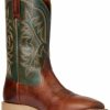 Men * | Premium Ariat Men'S Gingersnap & Tack Green Ryden Ultra Full-Grain Western Boot Wide Square Toe