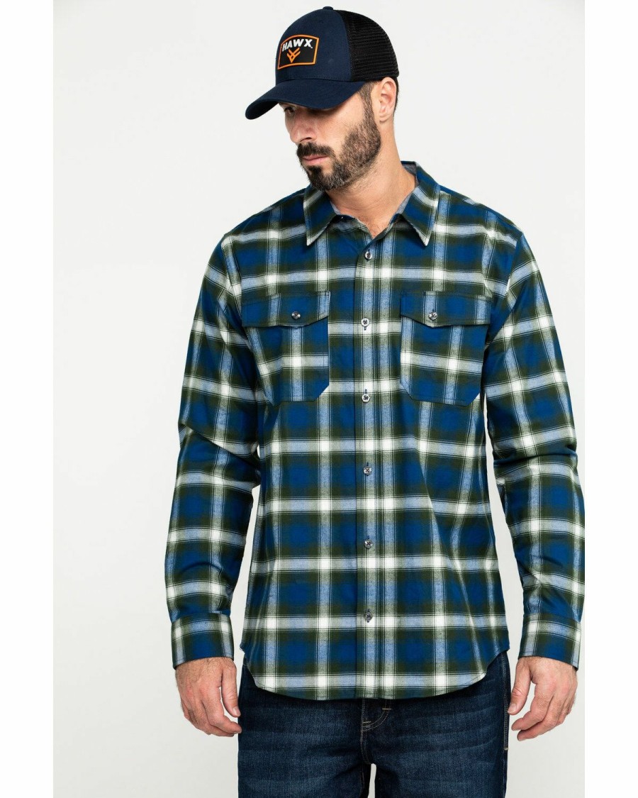 Men * | Hot Sell Hawx Men'S Lineman Plaid Stretch Flannel Long Sleeve Work Shirt