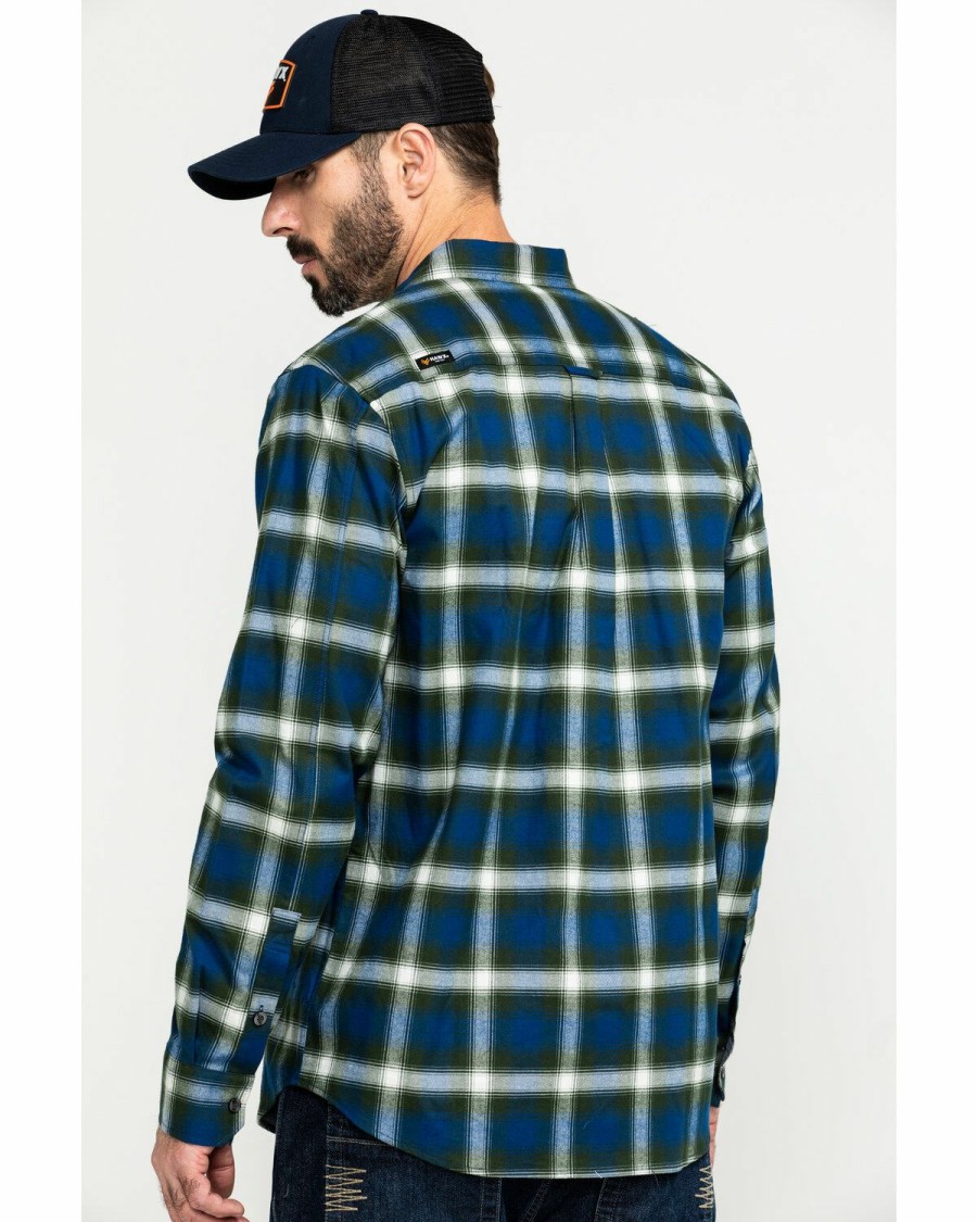 Men * | Hot Sell Hawx Men'S Lineman Plaid Stretch Flannel Long Sleeve Work Shirt