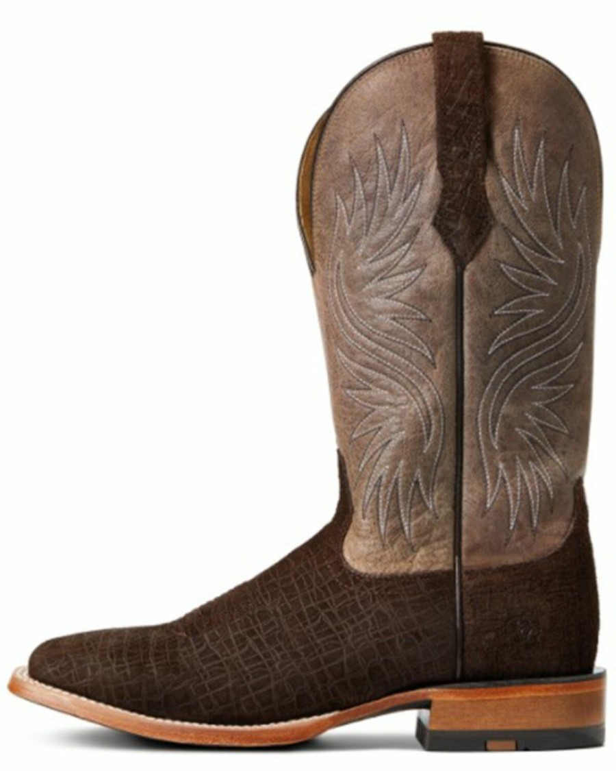 Men * | Top Selling Ariat Men'S Dark Coffee & Conch Tan Circuit Rockridge Full-Grain Western Boot Wide Square Toe