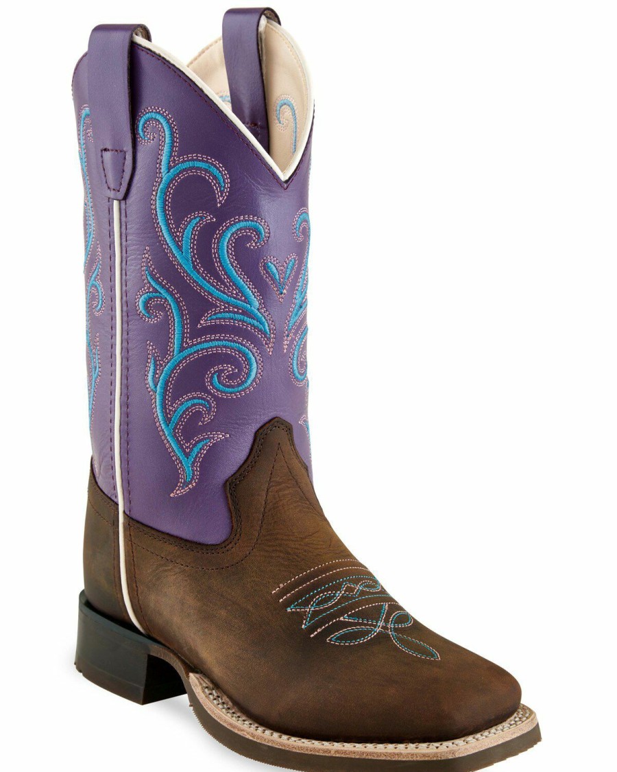 Kids * | New Threads Old West Toddler Girls' Purple Western Boots Square Toe