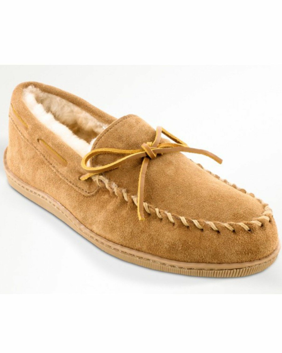 Men * | Sale Online Minnetonka Men'S Sheepskin Hardsole Moccasins