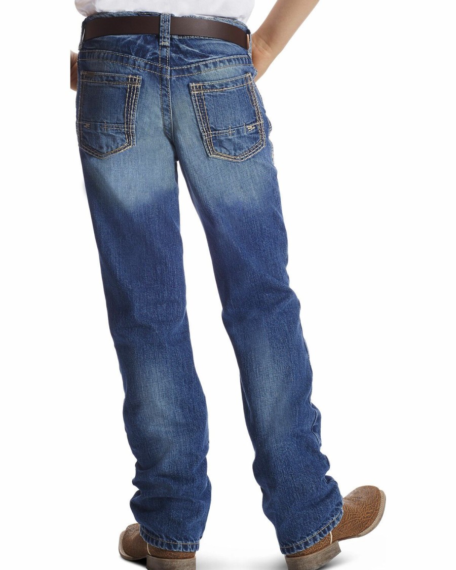 Kids * | New Ariat Boys' Blue B4 Relaxed Fit Boundary Dakota Bootcut Jeans