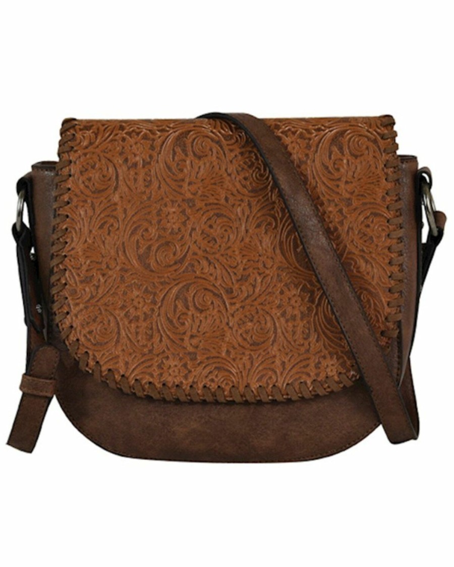 Women * | Official Justin Women'S Tooled Whipstitch Edge Saddle Bag