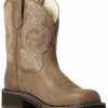 Women * | New Threads Ariat Women'S Fatbaby Hertiage Cozy Ash Brown Performance Leather Western Boot Round Toe