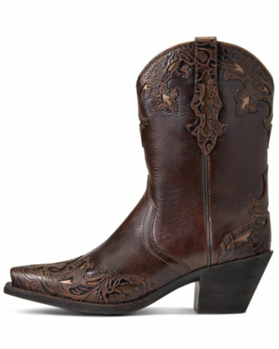 Women * | New Ariat Women'S Decedence & Floral Emboss Patsy Full Grain Western Boot Snip Toe