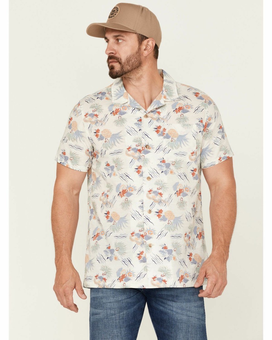 Men * | Latest Pendleton Men'S Hula Girl Tropical Print Short Sleeve Button-Down Western Shirt