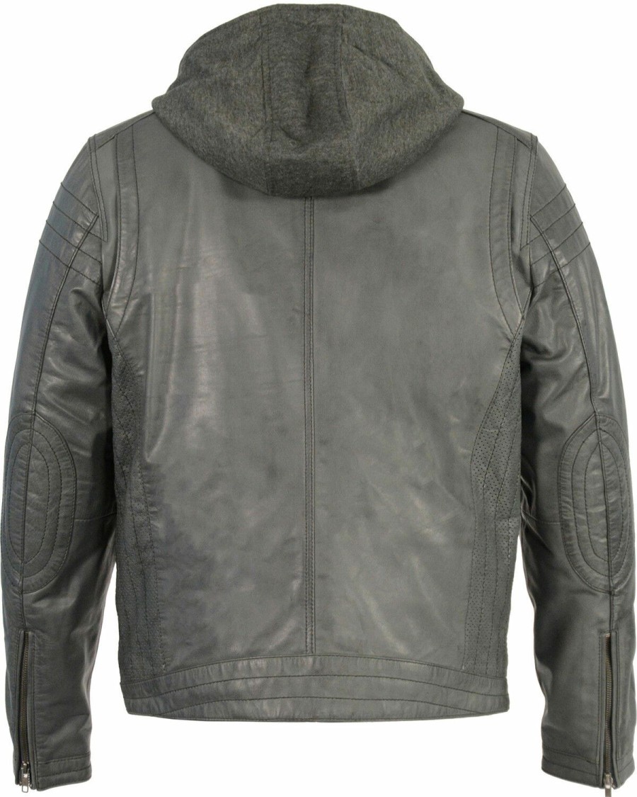 Men * | Sale Online Milwaukee Leather Men'S Zipper Front Leather Jacket W/ Removable Hood