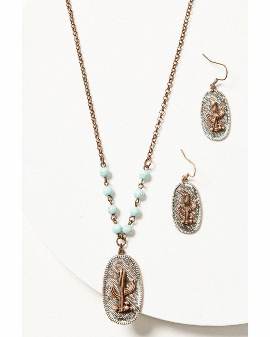 Gifts * | Discount Shyanne Women'S Bronze Cactus Earrings & Necklace Jewelry Set