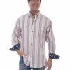 Gifts * | Official Scully Men'S Multi Stars & Stripes Print Long Sleeve Snap Western Shirt