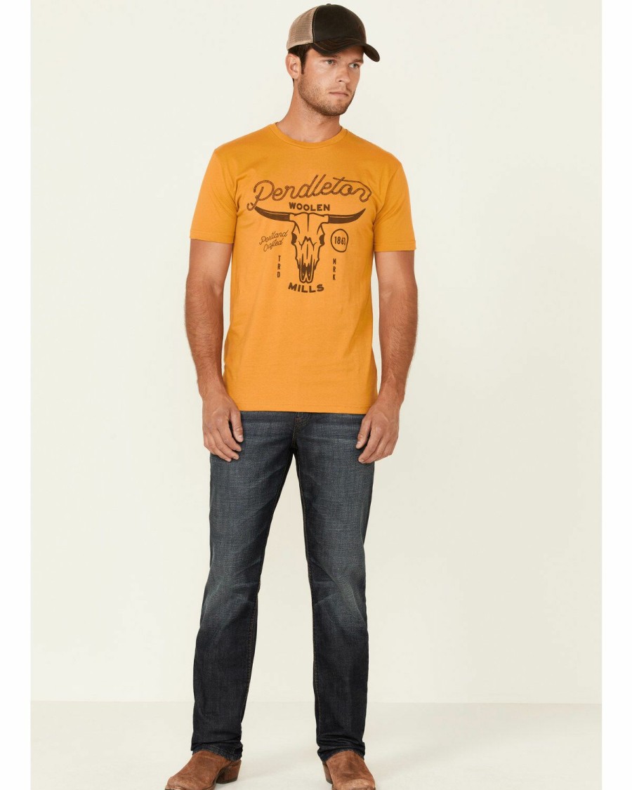 Men * | Attractive Pendleton Men'S Yellow Steer Skull Graphic Short Sleeve T-Shirt