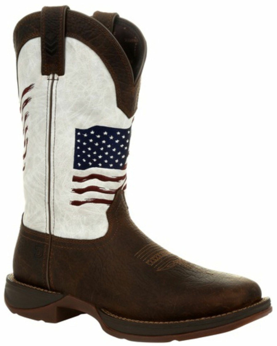 Men * | Cut Price Durango Men'S Flag Embroidery Western Boots Square Toe