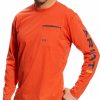 Men * | Latest Ariat Men'S Rebar Long Sleeve Logo Crew