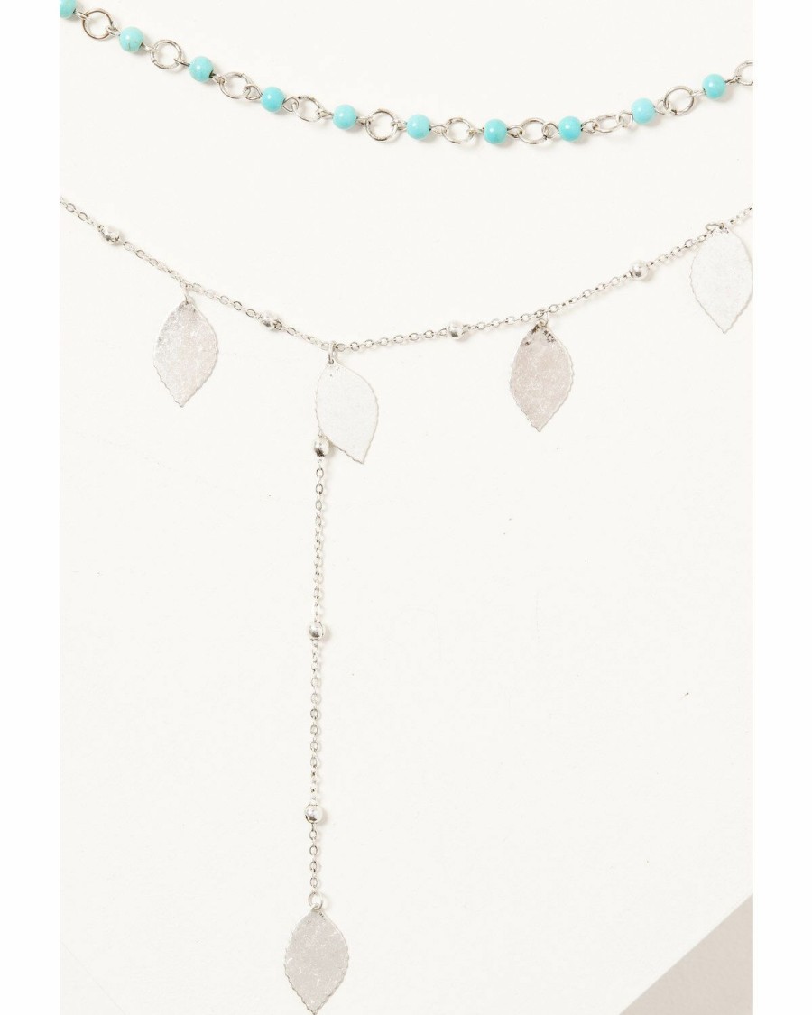 Women * | Unique Shyanne Women'S Choker & Lariat Leaf Dangle Necklace Set