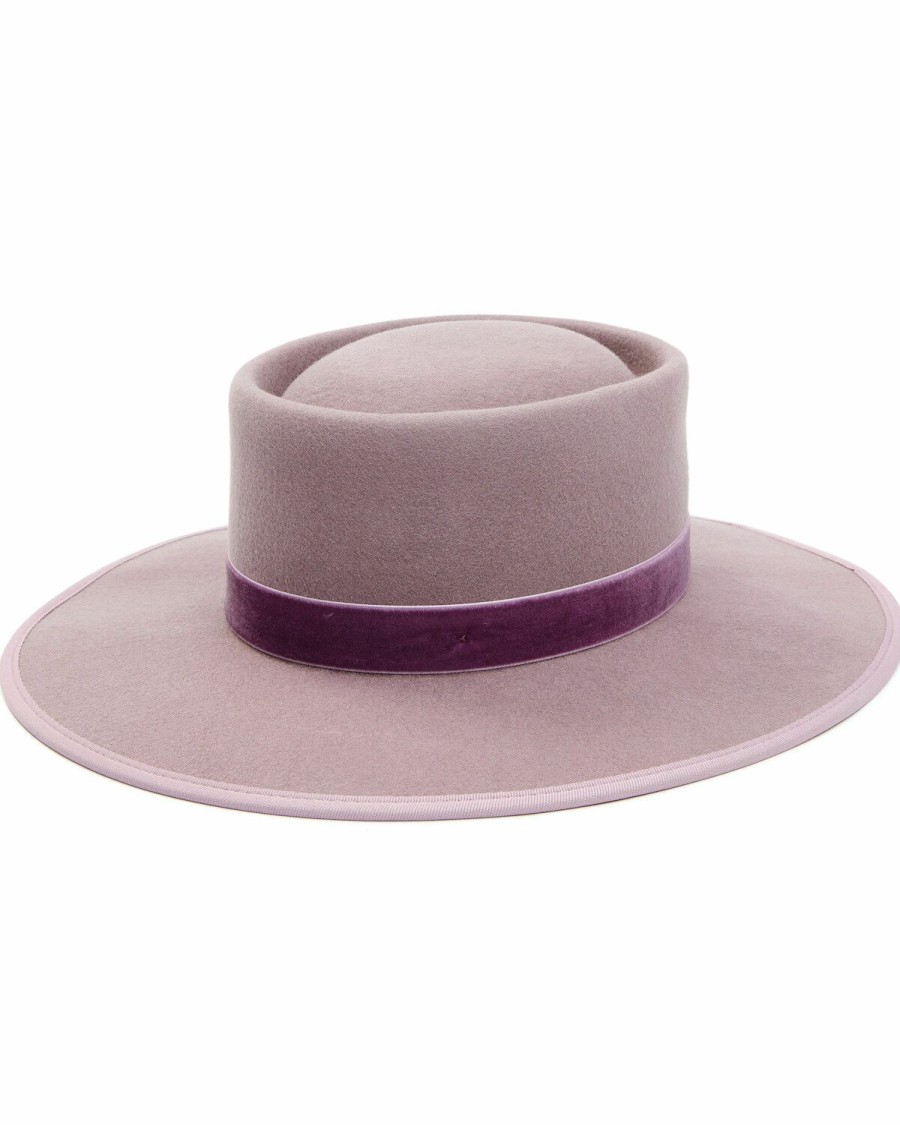 Women * | Cheap Shyanne Women'S Light Purple Telescope Boater Wool Felt Western Hat