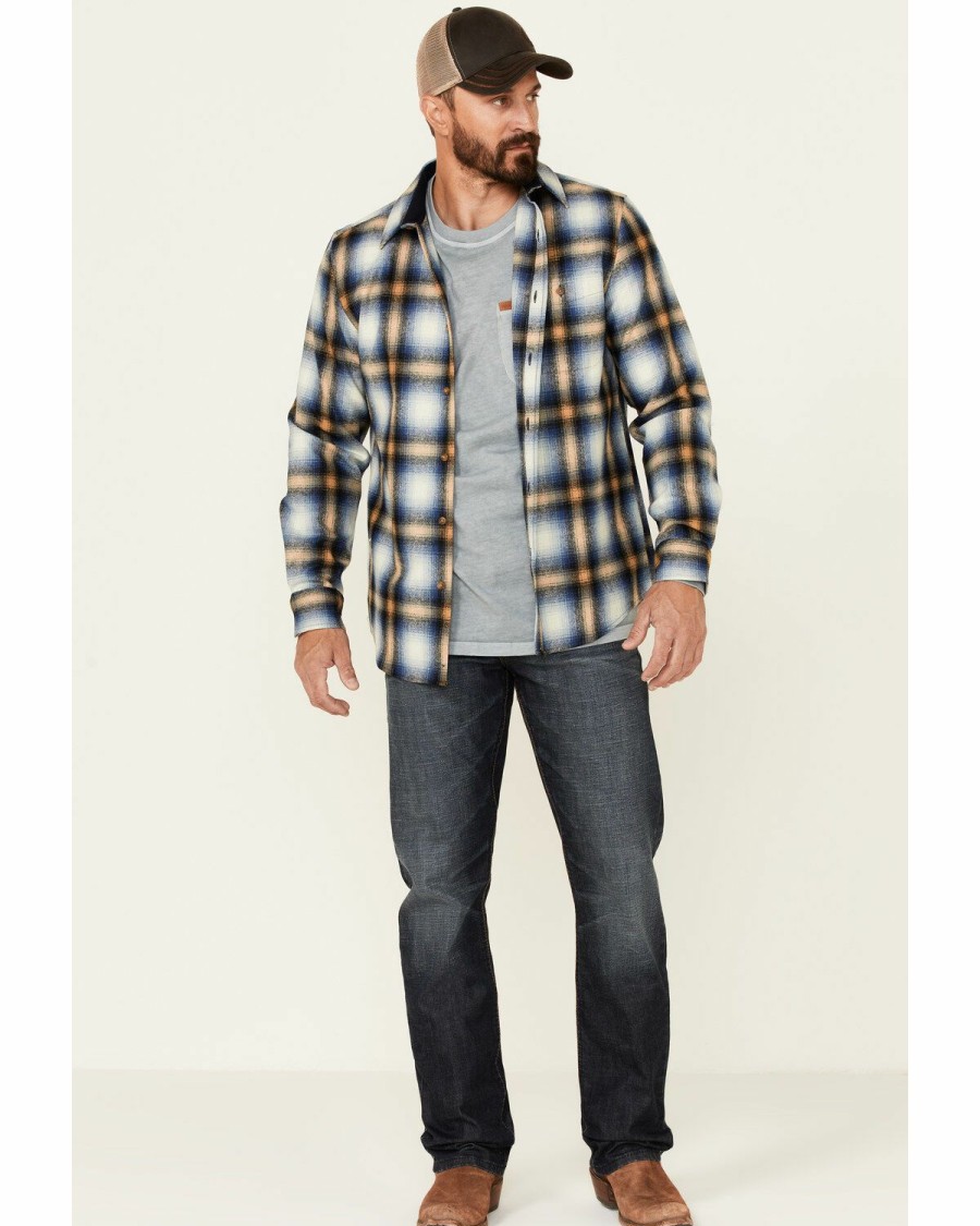 Men * | Special Offers Pendleton Men'Strail Large Ombre Plaid Long Sleeve Button-Down Western Shirt