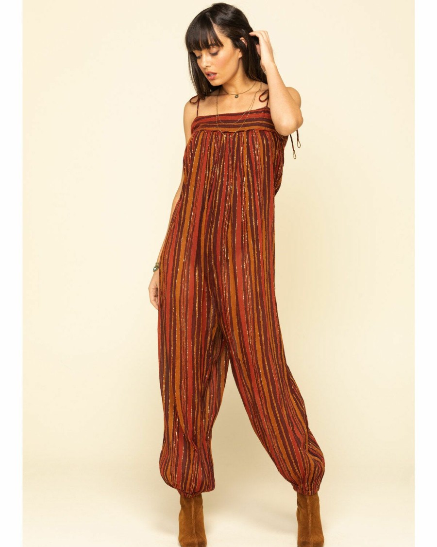 Women * | Sale Online Free People Women'S Stripe Harmen Lurex Jumpsuit