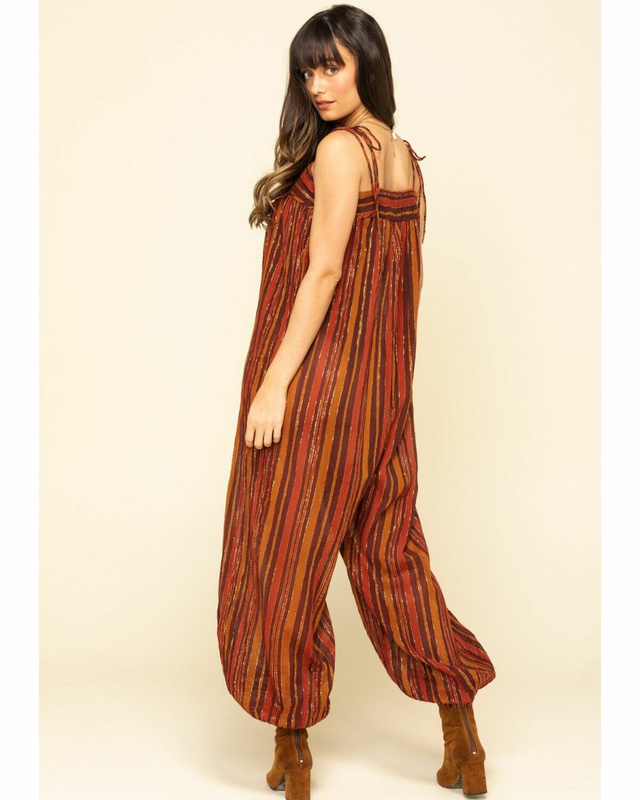 Women * | Sale Online Free People Women'S Stripe Harmen Lurex Jumpsuit