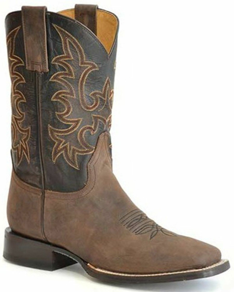 Men * | Premium Stetson Men'S Obadiah Sanded Vamp Performance Western Boots Wide Square Toe