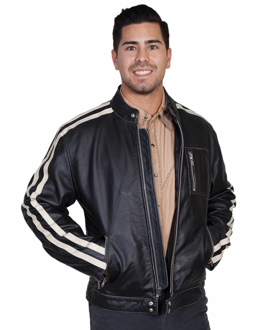 Men * | Sale Online Scully Sanded Calf Racing Jacket