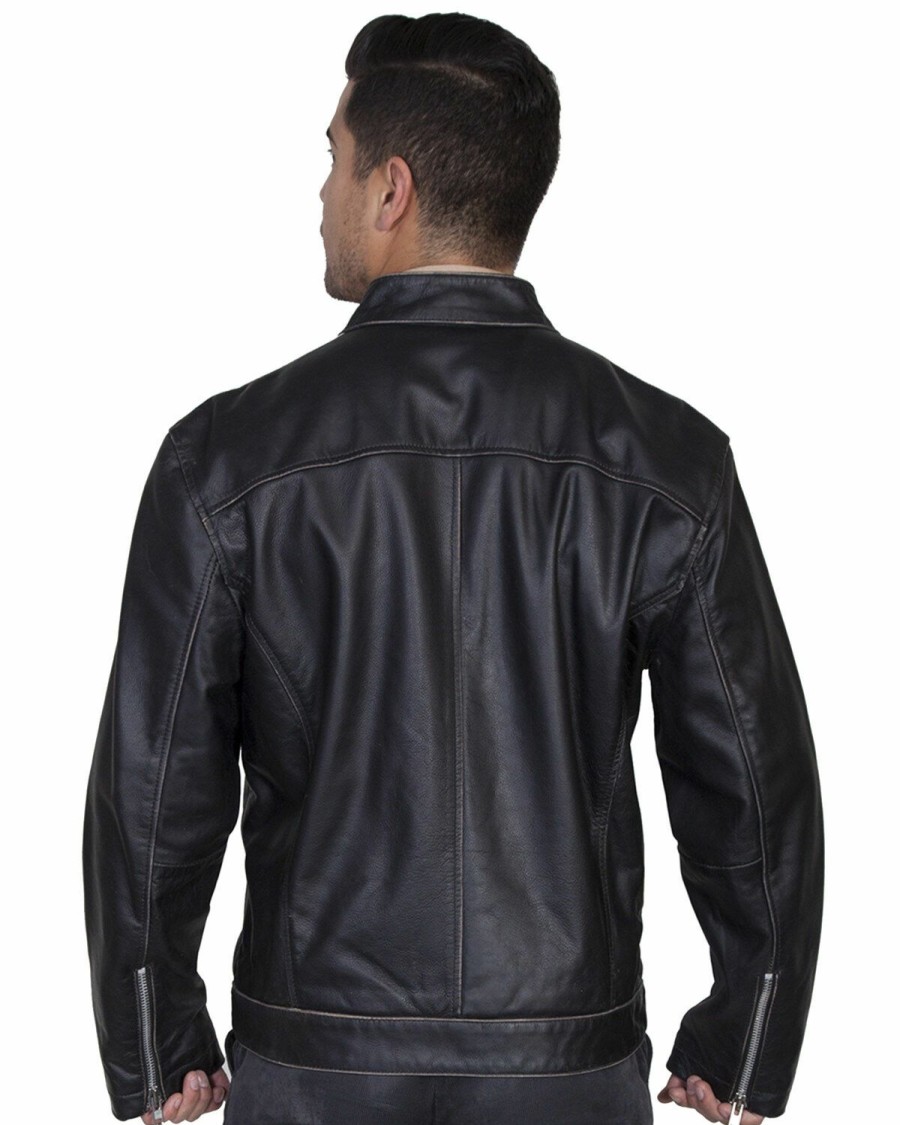 Men * | Sale Online Scully Sanded Calf Racing Jacket