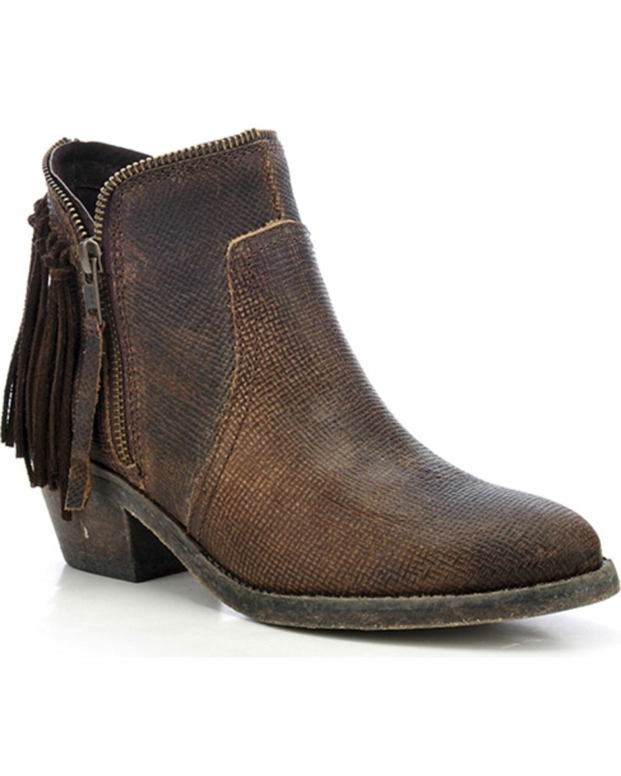 Women * | Corral Cut Price Circle G Women'S Fringe Zip Up Fashion Booties