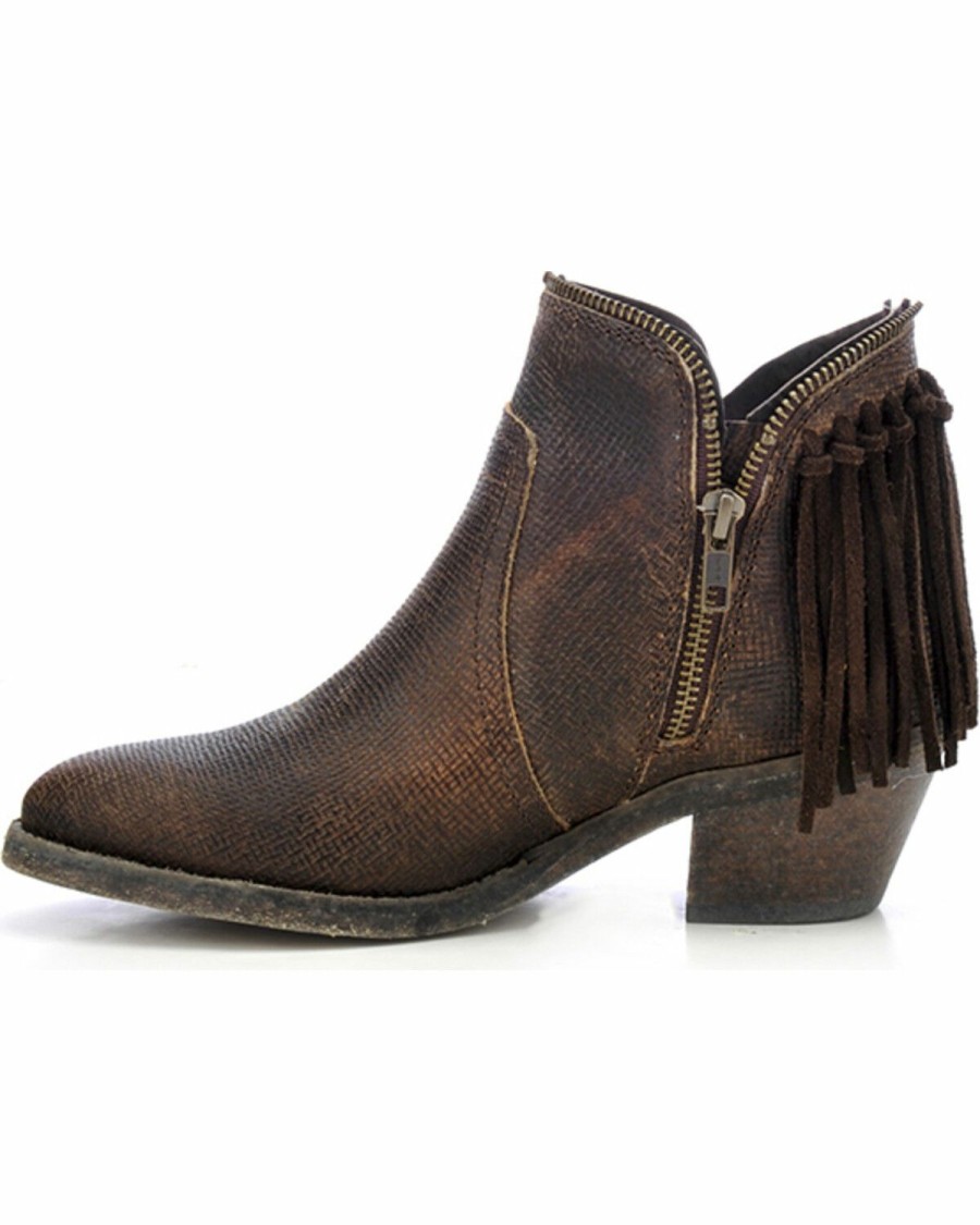 Women * | Corral Cut Price Circle G Women'S Fringe Zip Up Fashion Booties