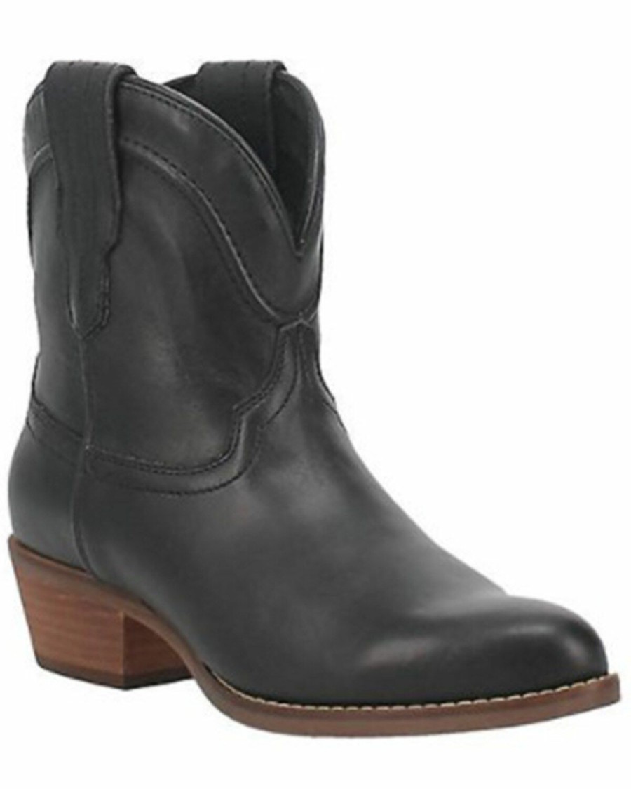 Women * | Official Dingo Women'S Seguaro Black Leather Western Bootie Round Toe