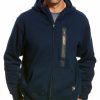 Men * | Discount Ariat Men'S Navy Rebar Full Zip Hooded Work Sweatshirt