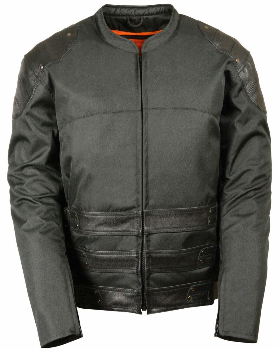 Men * | Discount Milwaukee Leather Men'S Assault Style Leather/Textile Racer Jacket Big & Tall