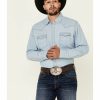 Men * | New Wrangler Retro Men'S Long Sleeve Denim Snap Shirt