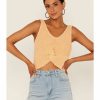 Women * | Exquisite Gifts Shyanne Women'S Peach Twist Front Sweater Tank