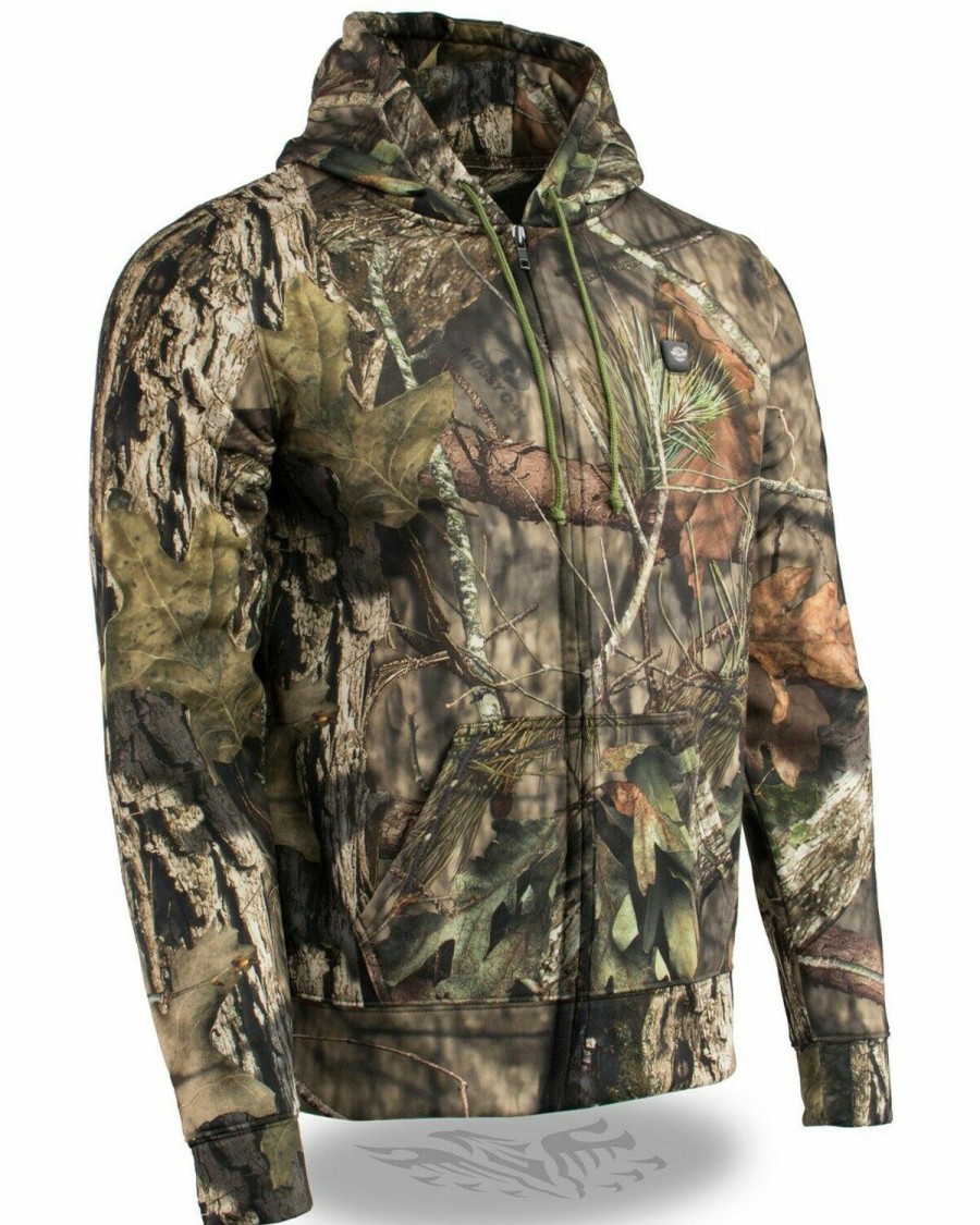 Men * | Hot Selling Milwaukee Leather Men'S Mossy Oak Camo Zip Front Heated Hooded Sweatshirt