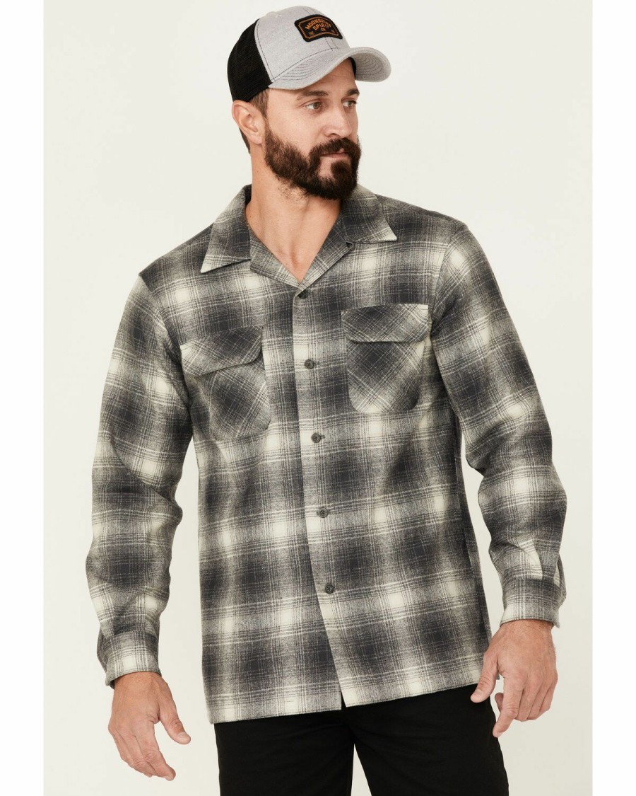 Men * | Cheap Pendleton Men'S Board Ombre Plaid Long Sleeve Button-Down Western Shirt