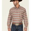 Men * | Discount Roper Men'S Grey Southwestern Blanket Stripe Long Sleeve Snap Western Shirt