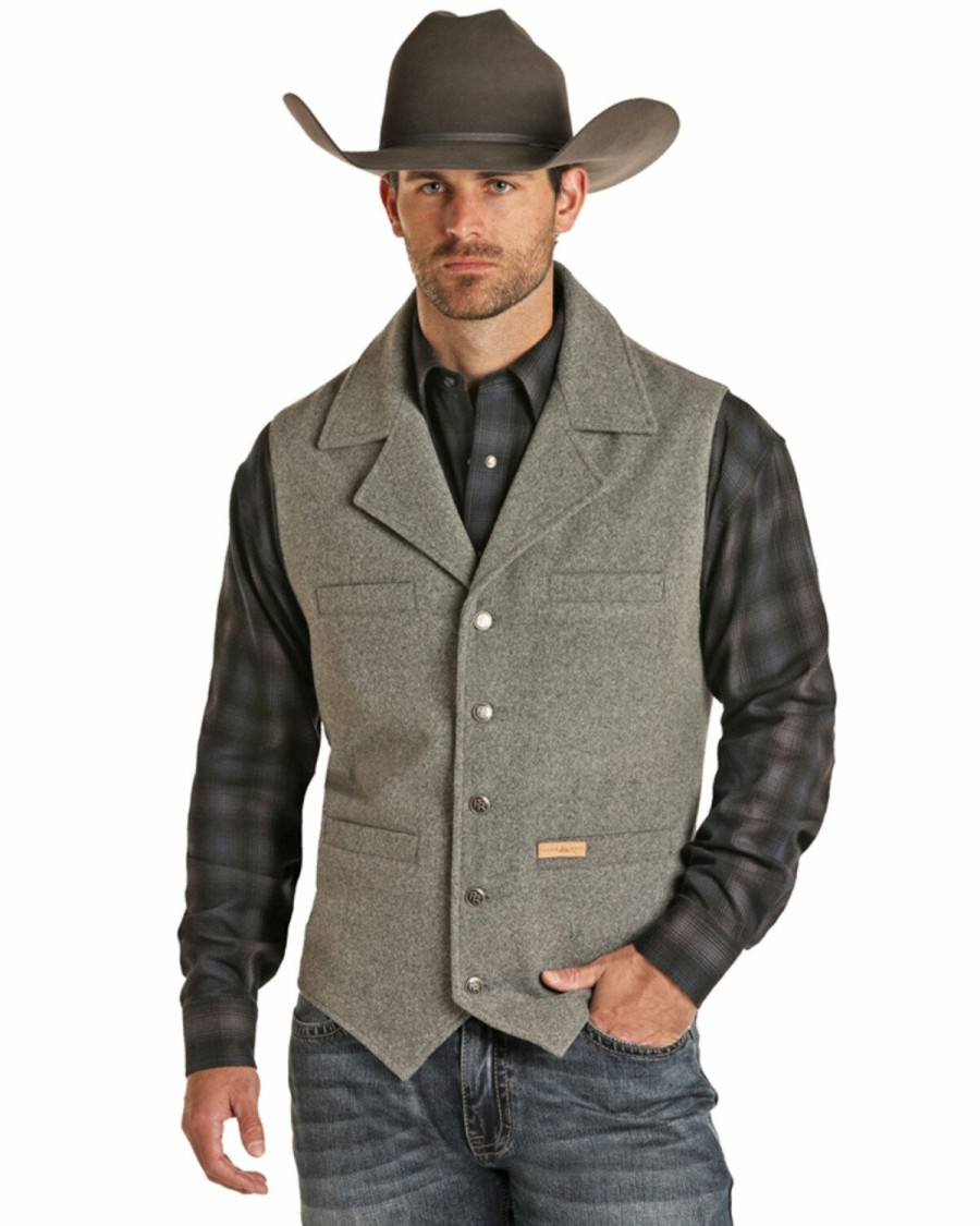 Men * | Panhandle Exquisite Gifts Powder River Outfitters Men'S Heather Grey Montana Wool Vest Big & Tall